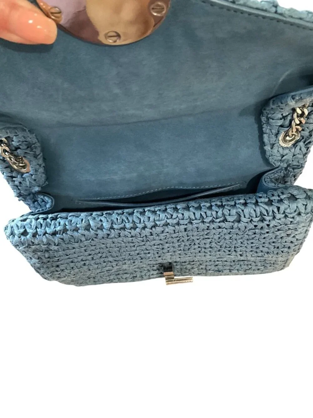 Sandro Raffia YZA Bag in Blue Womens Shoulder Crossbodybag handbag